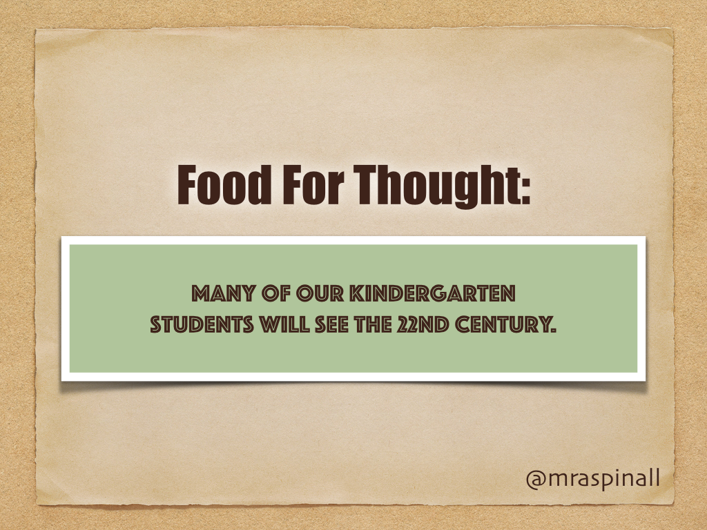 Food For Thought: Many of our JK/SK students will see the 22nd century