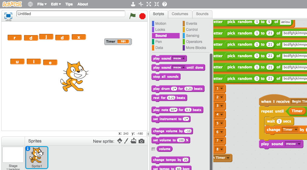 Coding Random Letter Games With Scratch