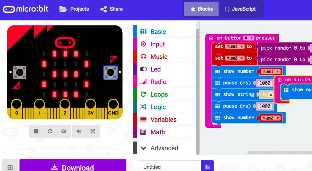 Coding to Learn: Multiplication Tables & Micro:Bit